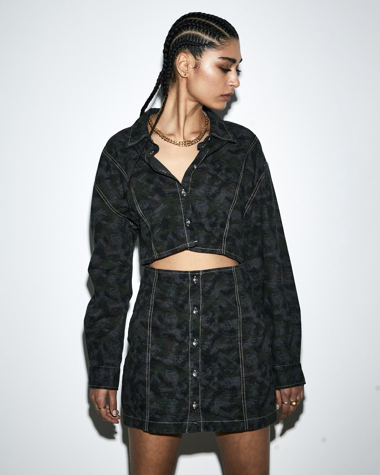CUTOUT SHIRT DRESS CAMO - Image 2