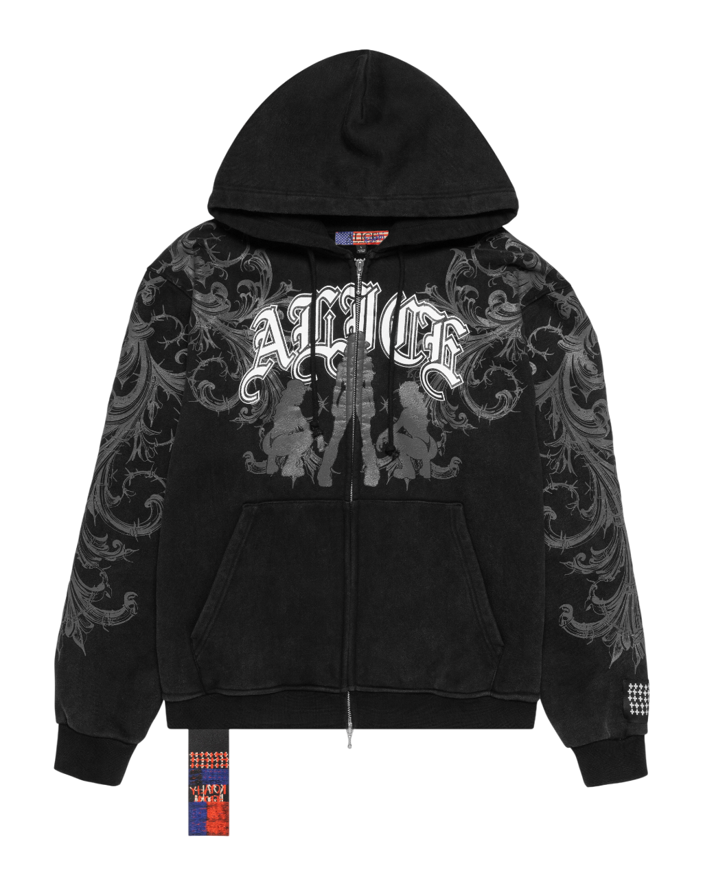 KSUBI X ALICE HOLLYWOOD GRAPHIC ZIP HOODIE BLACK - Image 7