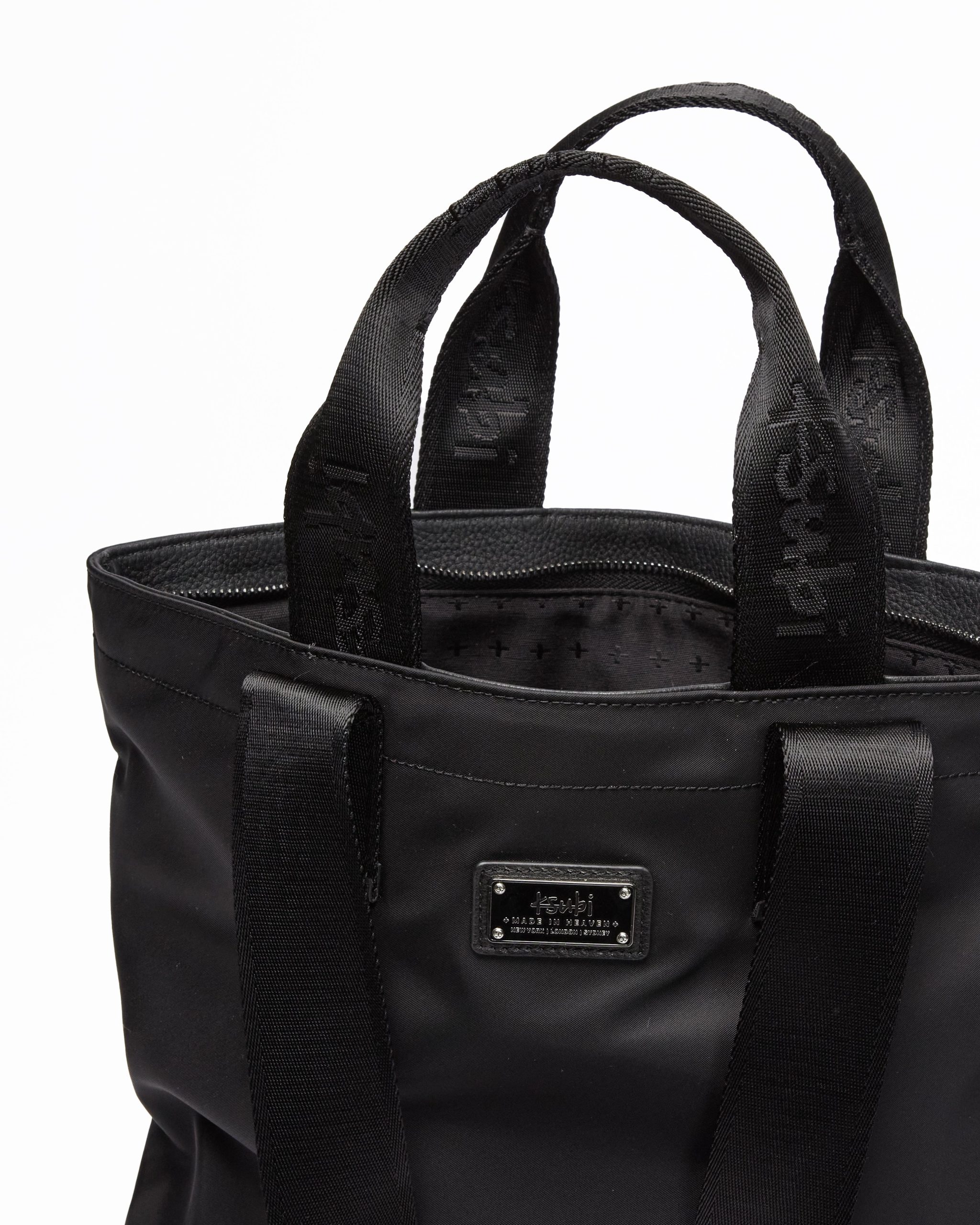 MADE IN HEAVEN NYLON LEATHER TOTE BLACK - Image 5