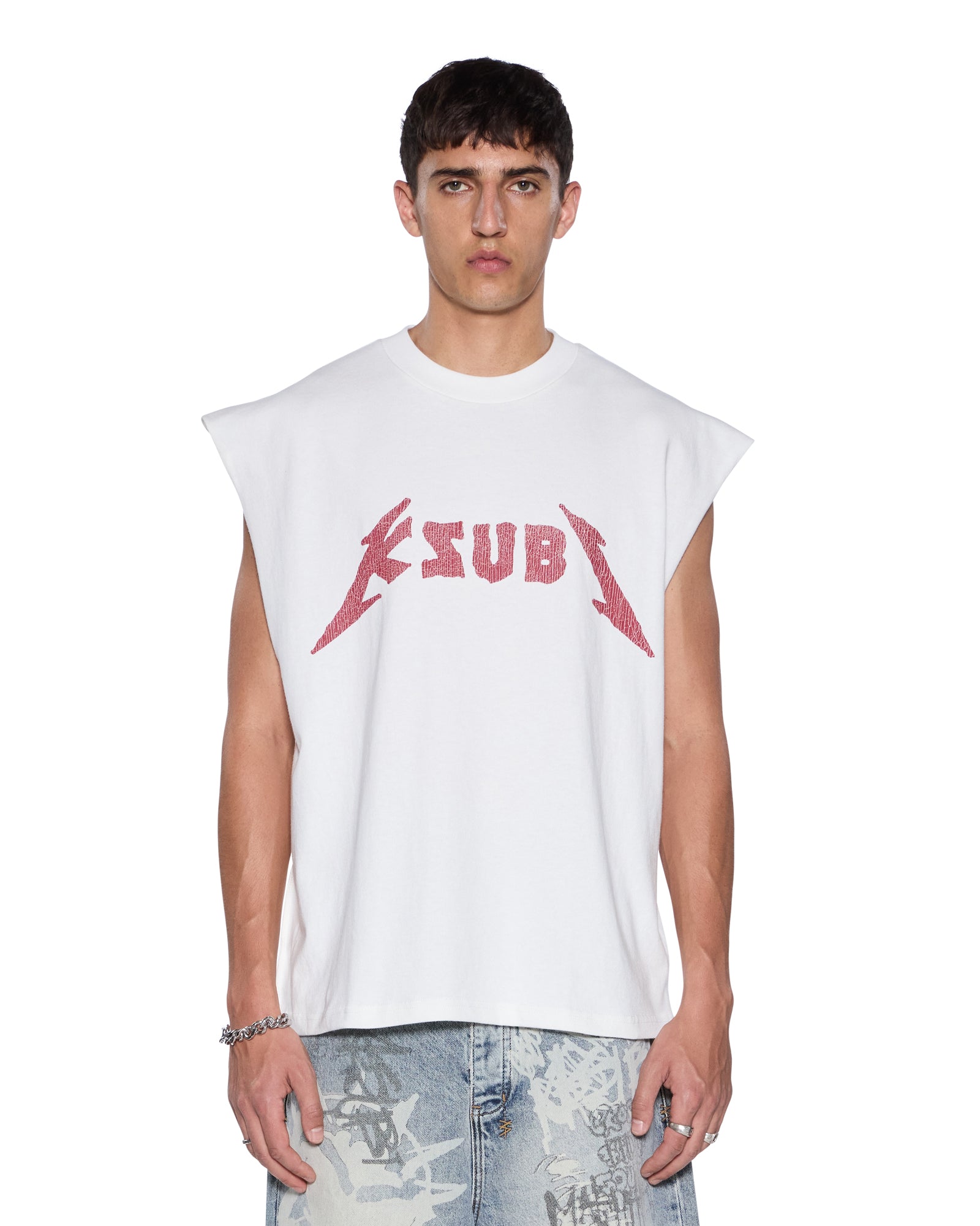 LINE UP EKCESS CUT OFF TEE WHITE/RED - Image 3