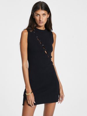 HEX KEYHOLE KNIT DRESS BLACK