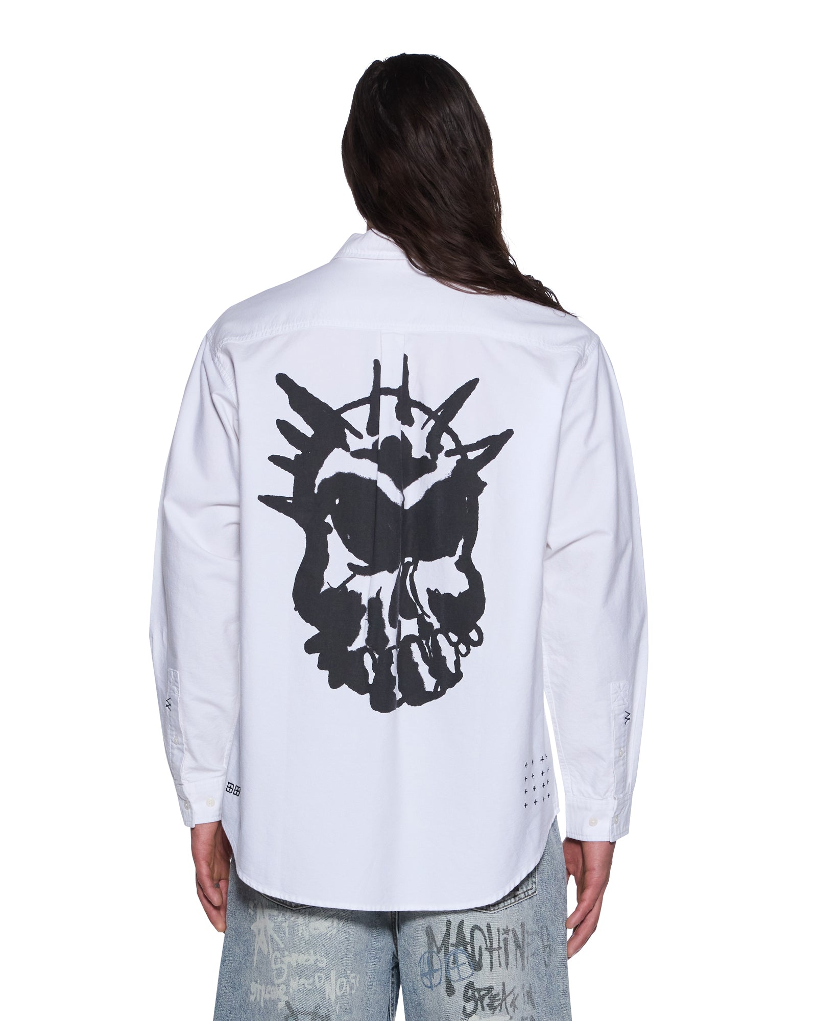 GRAFFITI ANTI BUTTON DOWN LS SHIRT WHITE