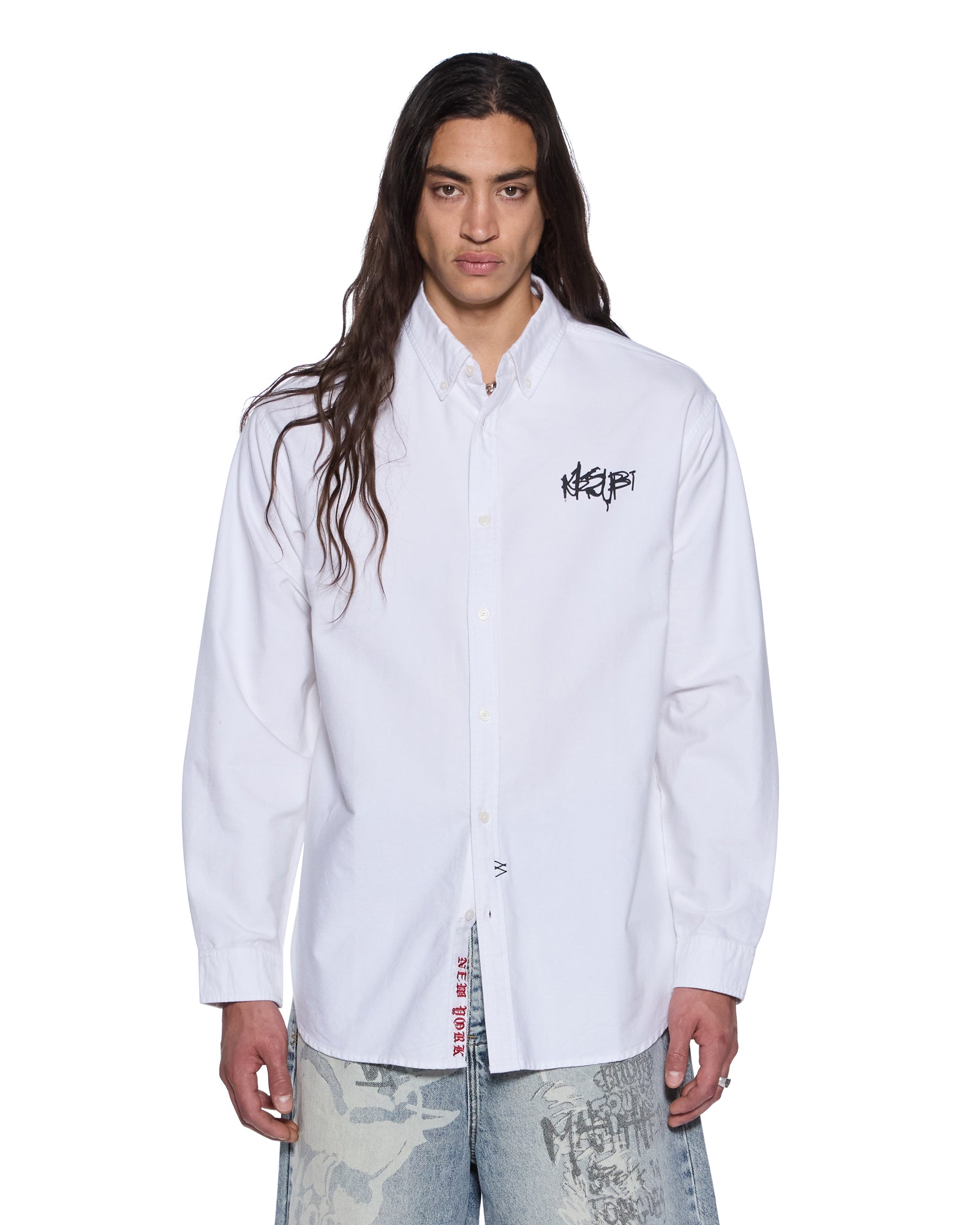 GRAFFITI ANTI BUTTON DOWN LS SHIRT WHITE - Image 3