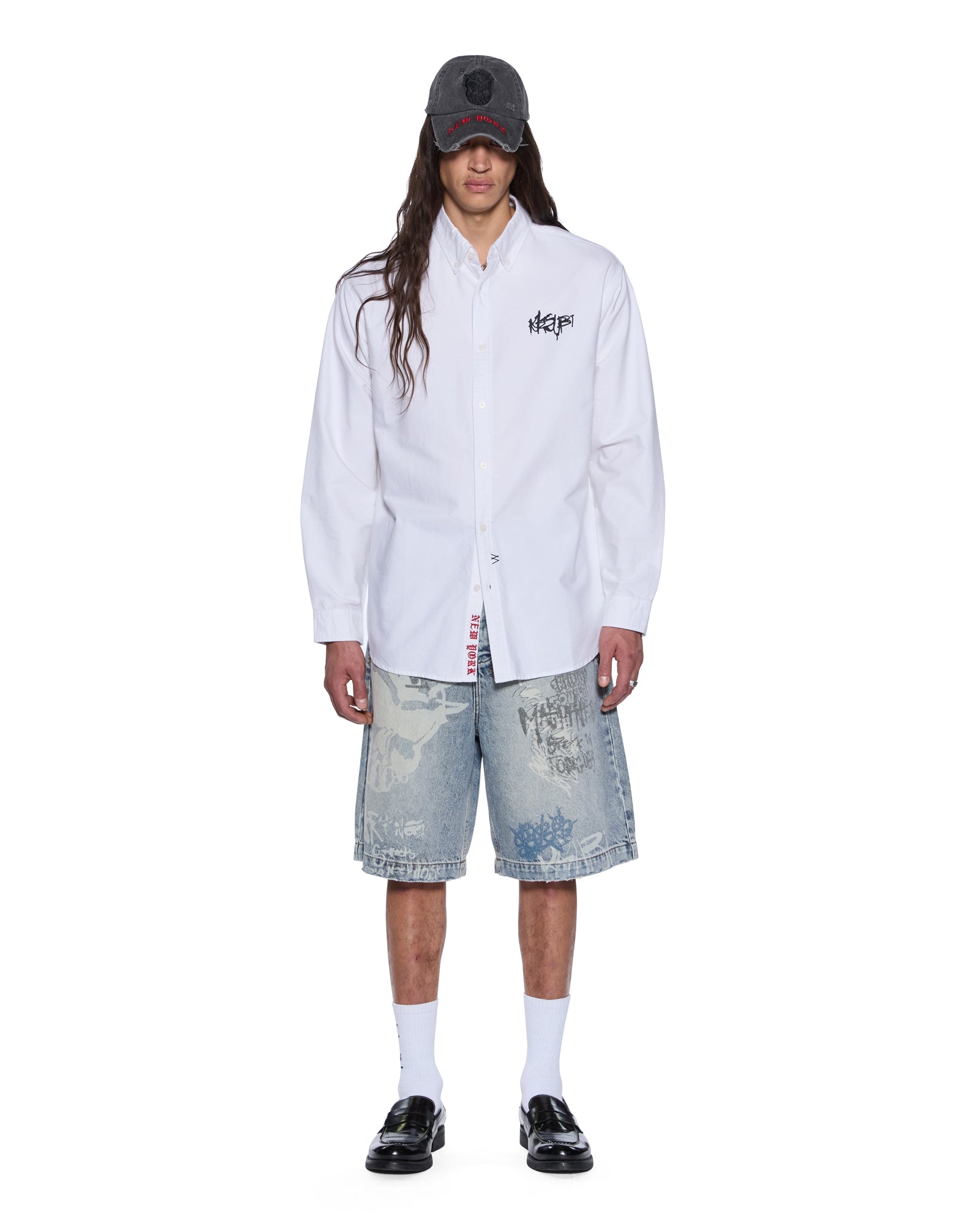 GRAFFITI ANTI BUTTON DOWN LS SHIRT WHITE - Image 2