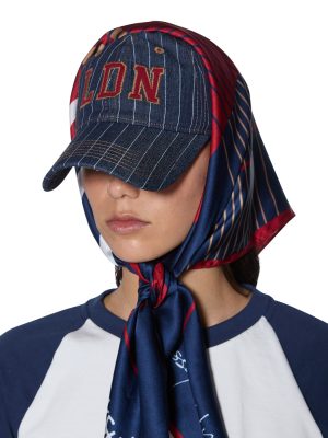 KSUBI X LISSY RODDY SILK SCARF NAVY