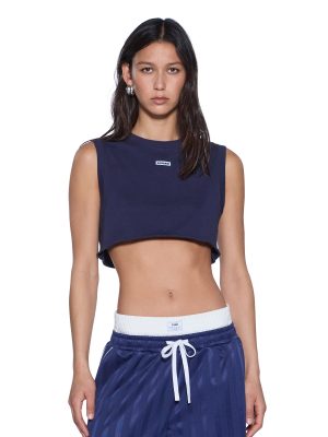 LABELS CROP TANK NAVY