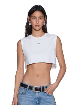 LABELS CROP TANK WHITE