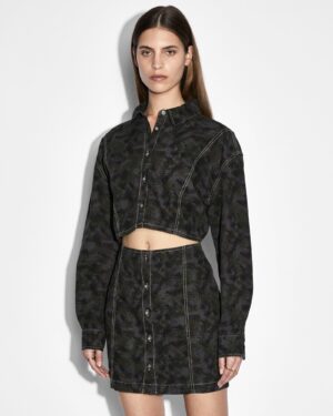 Cutout Shirt Dress Camo