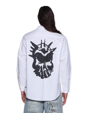 Graffiti Anti Button Down Ls Shirt White