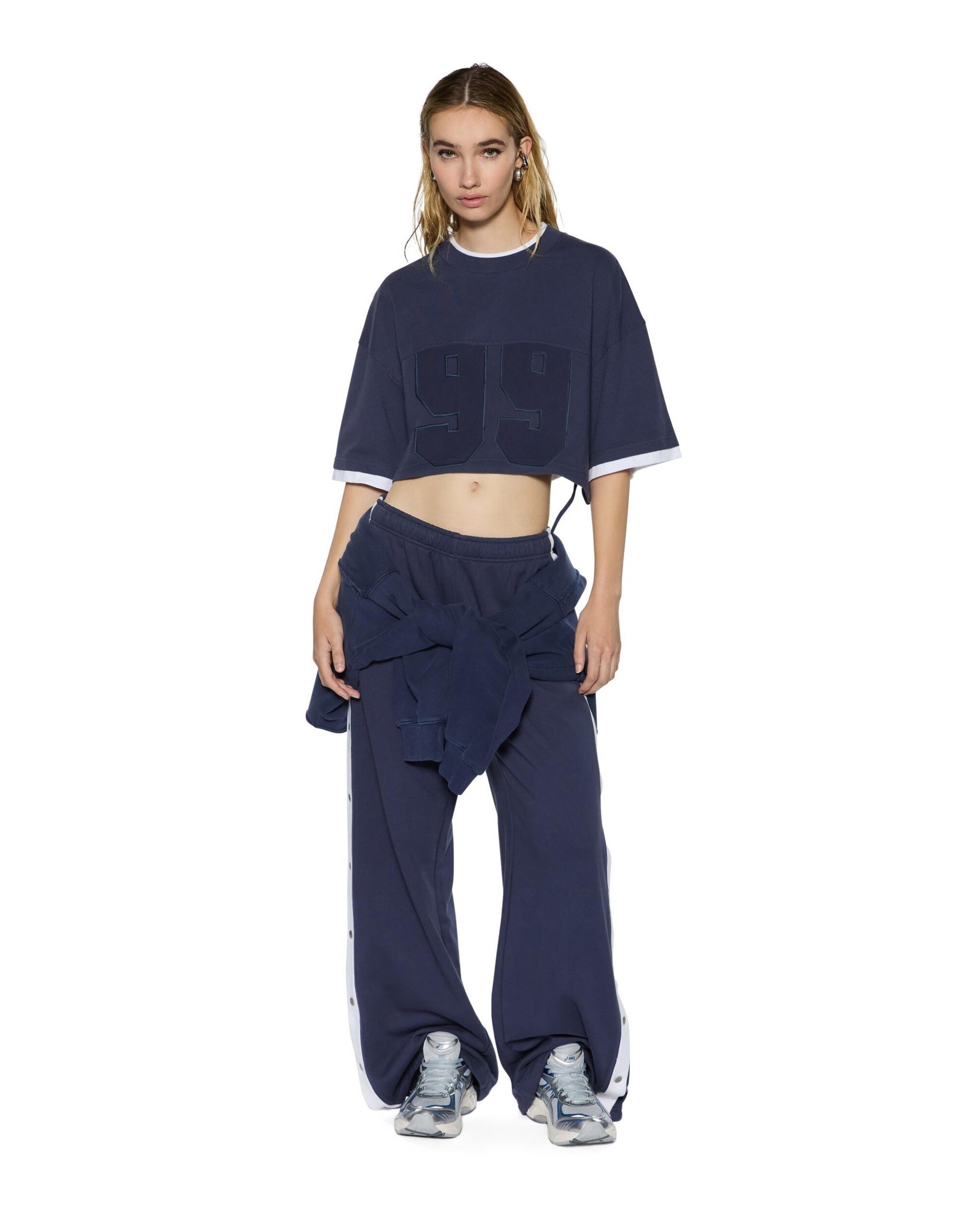 99 Boyfriend Cropped Ss Tee Ink Blue